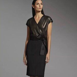 Narciso Rodriguez DESIGN NATION Dress Sequin Small Faux Wrap Whimsigoth Goddess